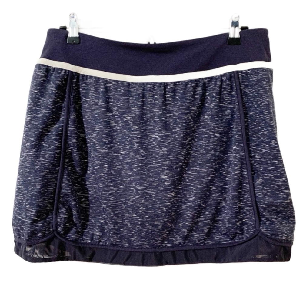 Brisas Heathered Blue and White Me ni Athletic Skirt Built in Shorts Mesh Detail